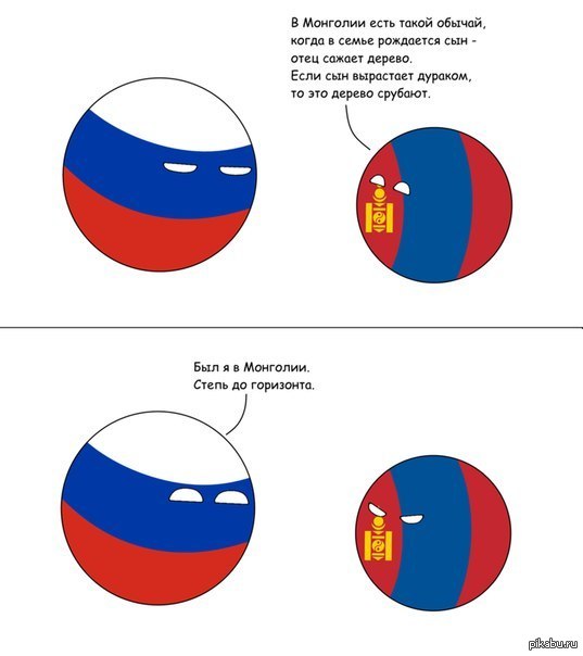 Монголия   countryballs, Россия, Монголия